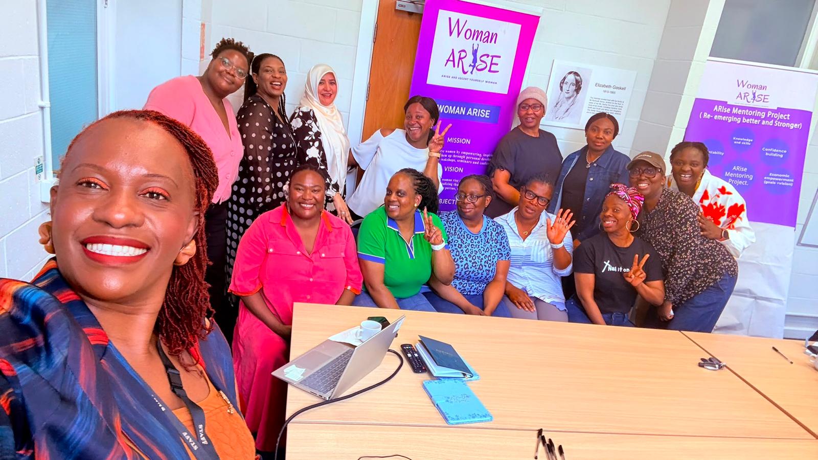 Women gathered together at an Arise mentoring project session